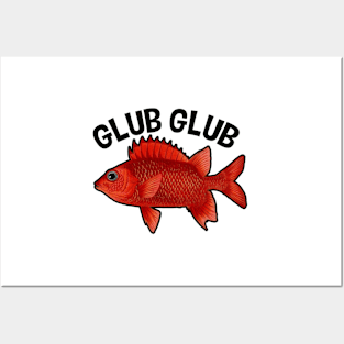 glub glub shiny red fish meme Posters and Art